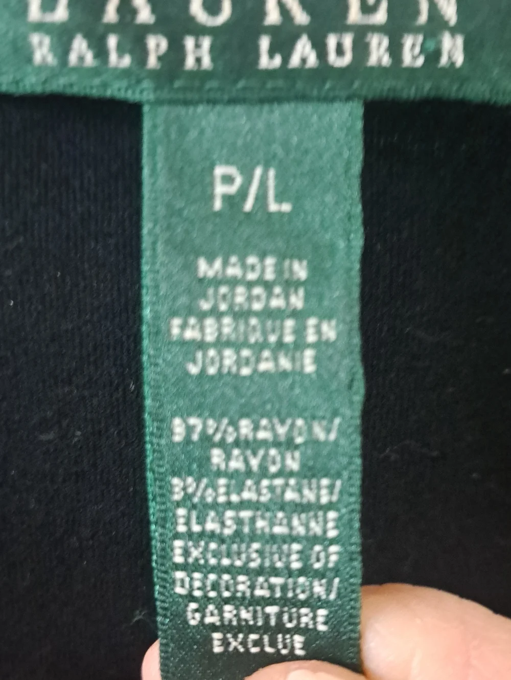 Ralph Lauren Black Knit Rayon /Elastane Top W/Ruffles SzPL LNWOT